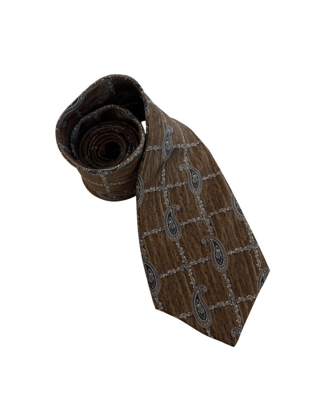 Requirements Italian Silk Tie Brown Wood Grain Paisley Mens Necktie Office Gift